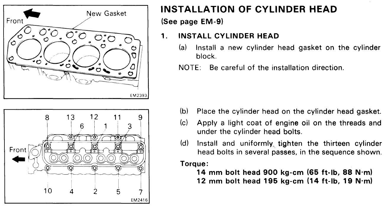 Engine Torque Specs Cylinder Head